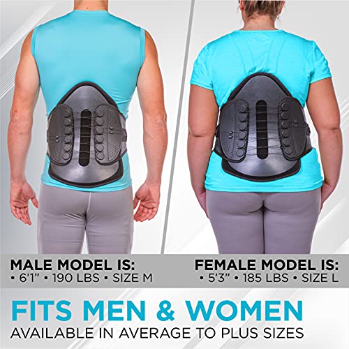 BraceAbility Lumbar Decompression Back Brace - Adjustable Semi-Rigid Lumbosacral Corset Belt for Discectomy, Laminectomy, Disc Injury, Back Muscle Spasms, Pre and Post Surgery Protection (Medium)