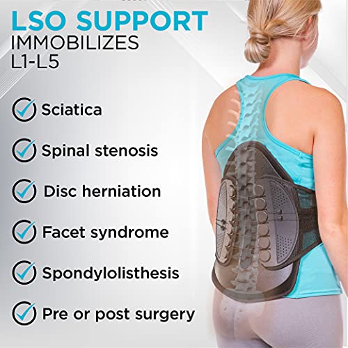 BraceAbility Lumbar Decompression Back Brace - Adjustable Semi-Rigid Lumbosacral Corset Belt for Discectomy, Laminectomy, Disc Injury, Back Muscle Spasms, Pre and Post Surgery Protection (Medium)