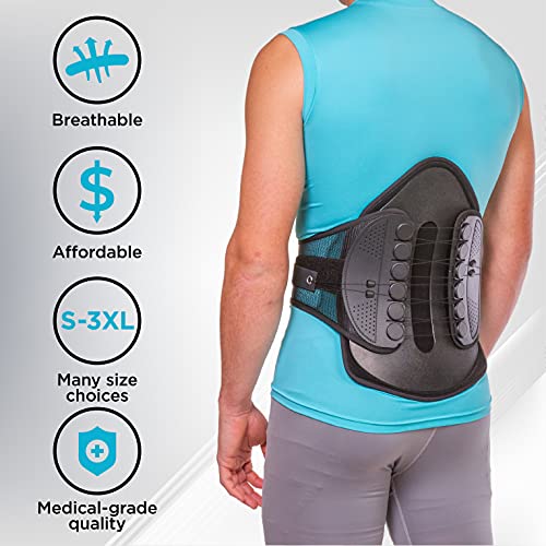 BraceAbility Lumbar Decompression Back Brace - Adjustable Semi-Rigid Lumbosacral Corset Belt for Discectomy, Laminectomy, Disc Injury, Back Muscle Spasms, Pre and Post Surgery Protection (Medium)