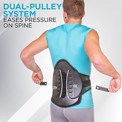 BraceAbility Lumbar Decompression Back Brace - Adjustable Semi-Rigid Lumbosacral Corset Belt for Discectomy, Laminectomy, Disc Injury, Back Muscle Spasms, Pre and Post Surgery Protection (Medium)