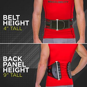 BraceAbility Spine Sport Back Brace - Athletic Men's and Women's Workout Lumbar Corset for Exercising, Running, Golfing, Driving, Fishing, Active Nurses and Police Work (Large)