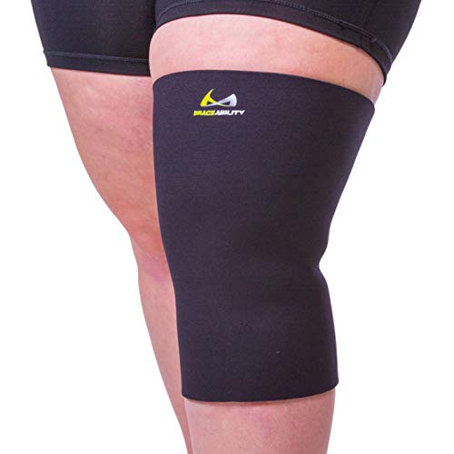 BraceAbility Plus Size Neoprene Knee Sleeve - Compression Support Brace for Bariatric Women or Men with Arthritis Joint Pain, Fitting Overweight to Obese Thighs and Legs (3X-Large Wide)