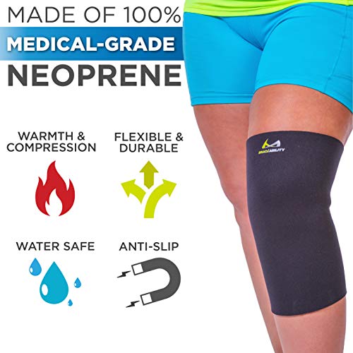 BraceAbility Plus Size Neoprene Knee Sleeve - Compression Support Brace for Bariatric Women or Men with Arthritis Joint Pain, Fitting Overweight to Obese Thighs and Legs (3X-Large Wide)