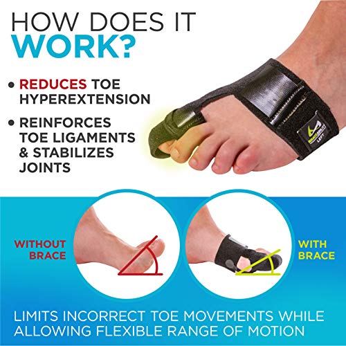 BraceAbility Turf Toe Brace - Soft Big Toe Taping Splint Straightener Wrap with Support Straps for Sprains and Hallux Rigidus Relief (Left Foot)