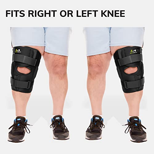 BraceAbility Obesity Hinged Knee Brace - Overweight to Plus Size Wrap Around Support for Womens and Mens Arthritis Treatment, Bariatric Joint Pain Relief, Kneecap Instability, Ligament Weakness (4XL)