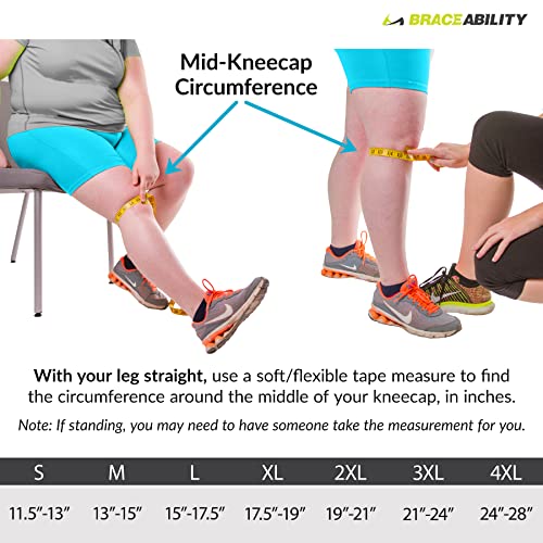 BraceAbility Plus Size Patellar Tracking Short Knee Brace - XXXL Walking Exercise Support Sleeve Stabilizer for Post Kneecap Dislocation, Tendonitis, Meniscus, Patellofemoral Pain, Arthritis (3XL)