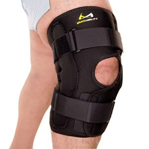 braceability hinged obesity knee brace – plus size to overweight wraparound support for womens and mens arthritis treatment, bariatric joint pain relief, kneecap instability, ligament weakness (6xl)
