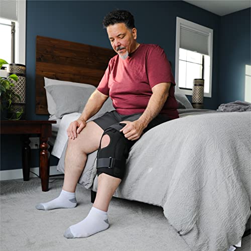 BraceAbility Hinged Obesity Knee Brace - Plus Size to Overweight Wraparound Support for Womens and Mens Arthritis Treatment, Bariatric Joint Pain Relief, Kneecap Instability, Ligament Weakness (6XL)