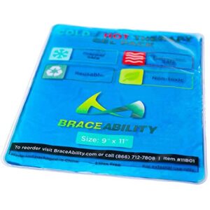 braceability reusable heat/ice pack for injuries | kid friendly, flexible hot and cold therapy gel compress, large microwavable hip wrap, back or knee pain aid, medical surgery icing bag (9″ x 11″)