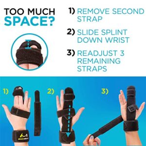 BraceAbility Two Finger Immobilizer - Hand and Buddy Splint Cast for Broken Joints, Mallet or Trigger Finger Extension, Sprains and Contractures to Straighten Middle, Index and Pinky Knuckles (M)