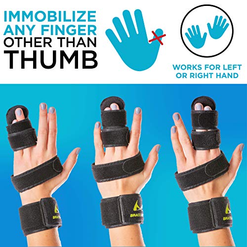 BraceAbility Two Finger Immobilizer - Hand and Buddy Splint Cast for Broken Joints, Mallet or Trigger Finger Extension, Sprains and Contractures to Straighten Middle, Index and Pinky Knuckles (M)