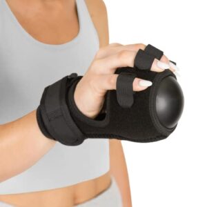 braceability anti spasticity splint – contracture stroke resting hand orthosis brace and ball for right or left cramp relief, twitching pain, recovery therapy, dupuytren’s treatment, arthritis remedy