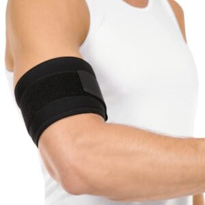 braceability bicep band – upper arm compression sleeve support brace for tendonitis treatment, tears, swelling relief, injuries, tendon rupture, brachii muscle strains, tricep pain wrap (one size)