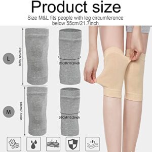 Geyoga 4 Pairs Knee Warmers for Women Men Knee Braces Liner Sleeve Supports Knee Compression Sleeve Winter Cycling Ski Running (White, Black, Nude Color, Gray, Medium)