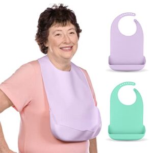 braceability clothing protector bibs – adult fun washable silicone bibs for alzheimers, dementia care, disabled (pack of 2)