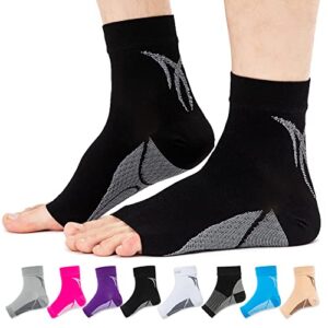 ankle brace compression sleeve plantar fasciitis socks with foot arch support relieves achilles tendonitis, joint pain & heel pain relief 1143 black l