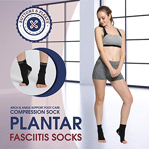 Ankle Brace Compression Sleeve Plantar Fasciitis Socks with Foot Arch Support Relieves Achilles Tendonitis, Joint Pain & Heel Pain Relief 1143 Black L