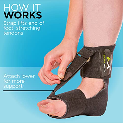 BraceAbility Sleeping Foot Drop Brace - Dorsiflexion AFO Ankle Orthosis Sock for Charcot Marie Tooth Home Treatment, Peroneal Nerve Injury, Stroke Patients, Muscle Dystrophy Pain Support in Bed (S/M)