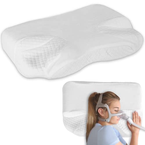 BraceAbility CPAP Pillow - Side Sleeper Positional Soft Memory Foam Orthopedic Contour Posture Wedge for Anti-Snoring Prevention Nasal Relief Therapy for Men and Women