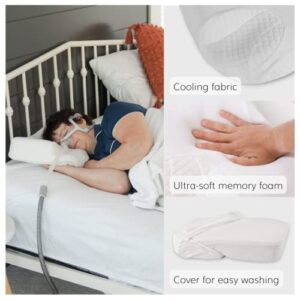 BraceAbility CPAP Pillow - Side Sleeper Positional Soft Memory Foam Orthopedic Contour Posture Wedge for Anti-Snoring Prevention Nasal Relief Therapy for Men and Women