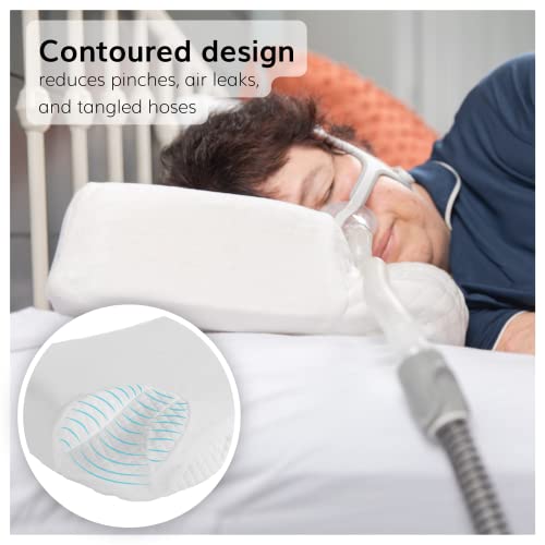 BraceAbility CPAP Pillow - Side Sleeper Positional Soft Memory Foam Orthopedic Contour Posture Wedge for Anti-Snoring Prevention Nasal Relief Therapy for Men and Women