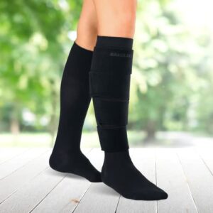 BraceAbility Lymphedema Leg Wrap - Swollen Feet and Ankle Garment Product for Lower Extremity Edema Swelling, Lymphatic Drainage, Water Retention Sleeve - 20-30 mmHg Compression Socks Included (M)