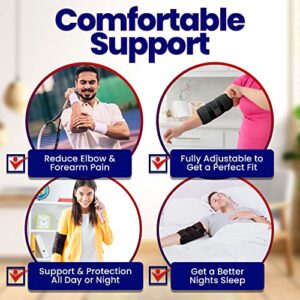 Elbow Splint Tendonitis Elbow Brace – Cubital Tunnel Brace for Sleeping - Tennis Elbow Support with Arm Compression Sleeve Elbow Immobilizer for Ulnar Nerve Brace Elbow Pain Men Women - Fits Most