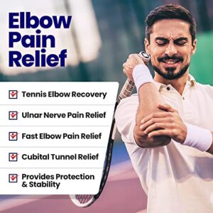 Elbow Splint Tendonitis Elbow Brace – Cubital Tunnel Brace for Sleeping - Tennis Elbow Support with Arm Compression Sleeve Elbow Immobilizer for Ulnar Nerve Brace Elbow Pain Men Women - Fits Most