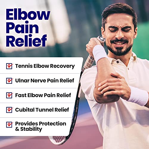 Elbow Splint Tendonitis Elbow Brace – Cubital Tunnel Brace for Sleeping - Tennis Elbow Support with Arm Compression Sleeve Elbow Immobilizer for Ulnar Nerve Brace Elbow Pain Men Women - Fits Most