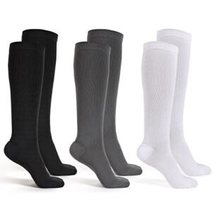 3 pair replacement sock liner walking boot sock breathable socks for compression walking boot walker brace cast boot women and men, one size fits most, black, gray, white
