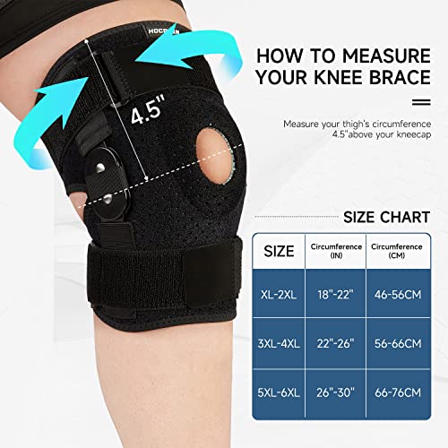 Hocafer Plus Size Knee Brace XL-8XL,Stable Support of The Decompression Knee, Effective Relief of ACL, Arthritis, Meniscus Tear, Tendinitis Pain, Adjustable Compression Band, Suitable for Men and Women (XL-2XL)