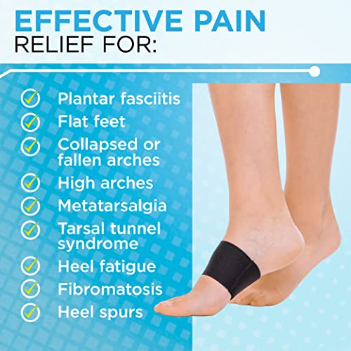 BraceAbility Plantar Fasciitis Arch Support Bands - Pair of Durable Foot Brace Compression Sleeve Inserts for Fallen Arches, Flat Foot Correction, Heel Spur Pain Relief and Muscle Strains (Pack of 2)