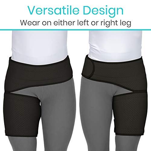 Vive Groin and Hip Brace - Sciatica Wrap for Men and Women - Compression Support for Nerve Pain Relief - Thigh, Hamstring Recovery for Joints, Flexor Strains, Pulled Muscles