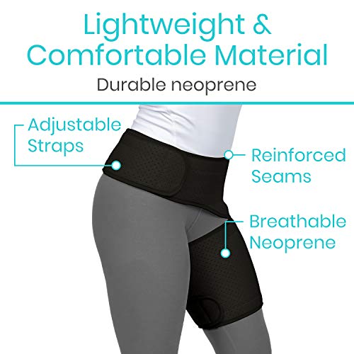 Vive Groin and Hip Brace - Sciatica Wrap for Men and Women - Compression Support for Nerve Pain Relief - Thigh, Hamstring Recovery for Joints, Flexor Strains, Pulled Muscles