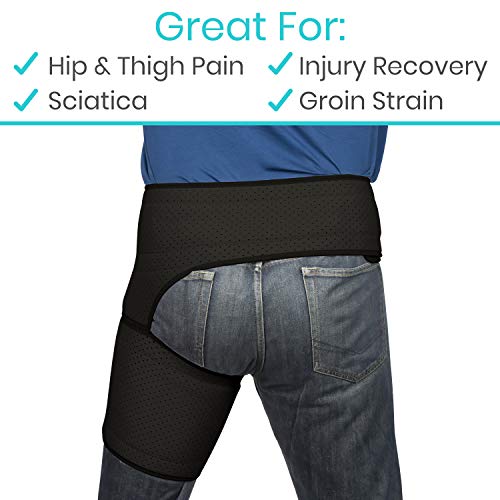 Vive Groin and Hip Brace - Sciatica Wrap for Men and Women - Compression Support for Nerve Pain Relief - Thigh, Hamstring Recovery for Joints, Flexor Strains, Pulled Muscles