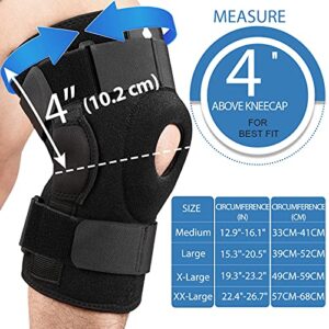NEENCA Hinged Knee Brace, Compression Knee Support Brace for Men & Women, Open Patella Knee Wrap for Knee Pain, Swollen,Meniscus Tear,ACL,PCL,MCL,Joint Pain Relief, Injury Recovery.