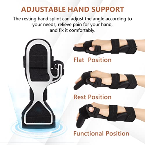 Scurnhau Resting Hand Brace, Soft Stroke Hand Splint Night Support for Finger Contractures, Hand Immobilizer for Carpel Tunnel Wrist Pain, Muscle Atrophy, Arthritis, Tendonitis, Metacarpal Breaks