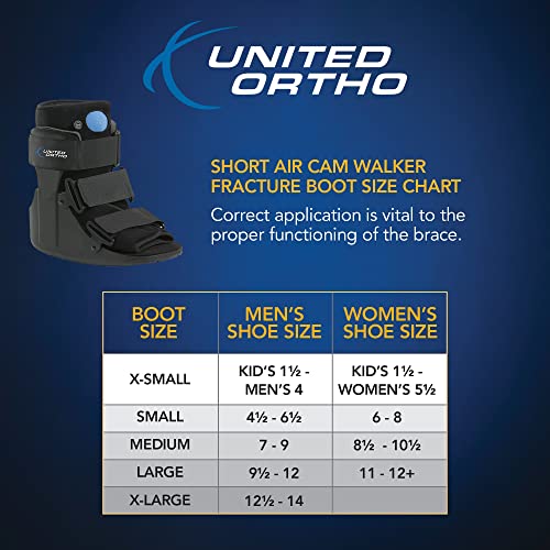 United Ortho Short Air Cam Walker Fracture Boot, Fits Left or Right, Extra Small, Black