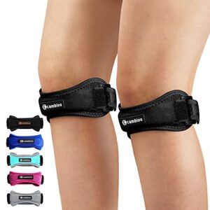 cambivo 2 pack patella knee strap, adjustable knee brace patellar tendon stabilizer support band for knee pain relief, jumpers knee, tendonitis, basketball, running, squats(black