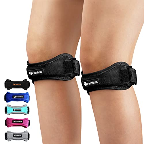 CAMBIVO 2 Pack Patella Knee Strap, Adjustable Knee Brace Patellar Tendon Stabilizer Support Band for Knee Pain Relief, Jumpers Knee, Tendonitis, Basketball, Running, Squats(Black