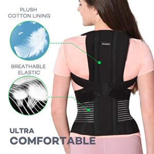 Omples Posture Corrector for Women and Men Back Brace Straightener Shoulder Upright Support Trainer for Body Correction and Neck Pain Relief, Small (waist 26-33 inch), Patent Pending