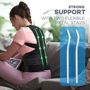 Omples Posture Corrector for Women and Men Back Brace Straightener Shoulder Upright Support Trainer for Body Correction and Neck Pain Relief, Small (waist 26-33 inch), Patent Pending