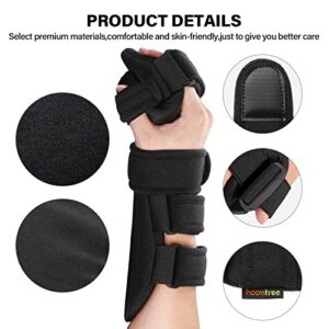 HOOMTREE Stroke Resting Hand Splint Right&Left Resting Hand Splint with Finger Separator Functional Night Immobilizer Wrist Finger Brace for Carpel Tunnel Pain,Sprain Fracture,Tendonitis (Right,Black)