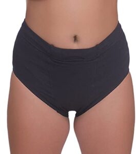 underworks vulvar varicosity and prolapse support brief with groin compression bands and hot/cold therapy gel pad – black – 2x