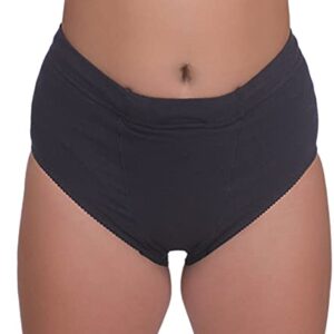 Underworks Vulvar Varicosity and Prolapse Support Brief with Groin Compression Bands and Hot/Cold Therapy Gel Pad - Black - 2x