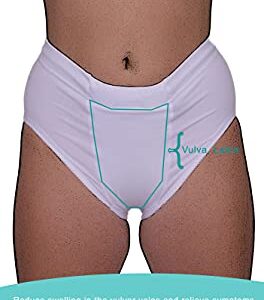 Underworks Vulvar Varicosity and Prolapse Support Brief with Groin Compression Bands and Hot/Cold Therapy Gel Pad - Black - 2x