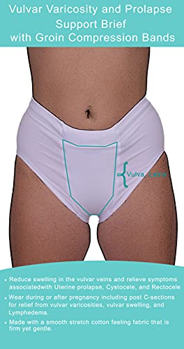 Underworks Vulvar Varicosity and Prolapse Support Brief with Groin Compression Bands and Hot/Cold Therapy Gel Pad - Black - 2x