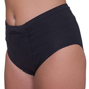 Underworks Vulvar Varicosity and Prolapse Support Brief with Groin Compression Bands and Hot/Cold Therapy Gel Pad - Black - 2x