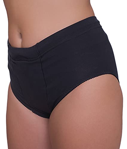 Underworks Vulvar Varicosity and Prolapse Support Brief with Groin Compression Bands and Hot/Cold Therapy Gel Pad - Black - 2x