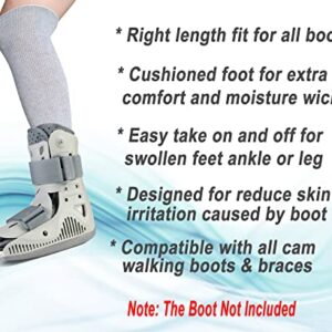 2 Pairs Walking Boot Socks for Orthopedic Walker Brace, Replacement Sock Liner Knee High Tube Socks Under Air Cam Walkers and Fracture Boot, Medical Air Cast Socks for Surgical Leg Cover